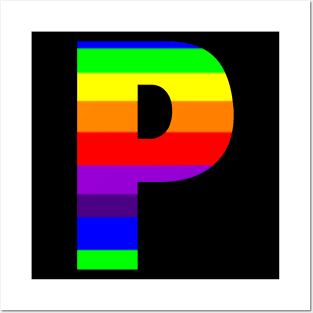 The Letter P in Rainbow Stripes Posters and Art